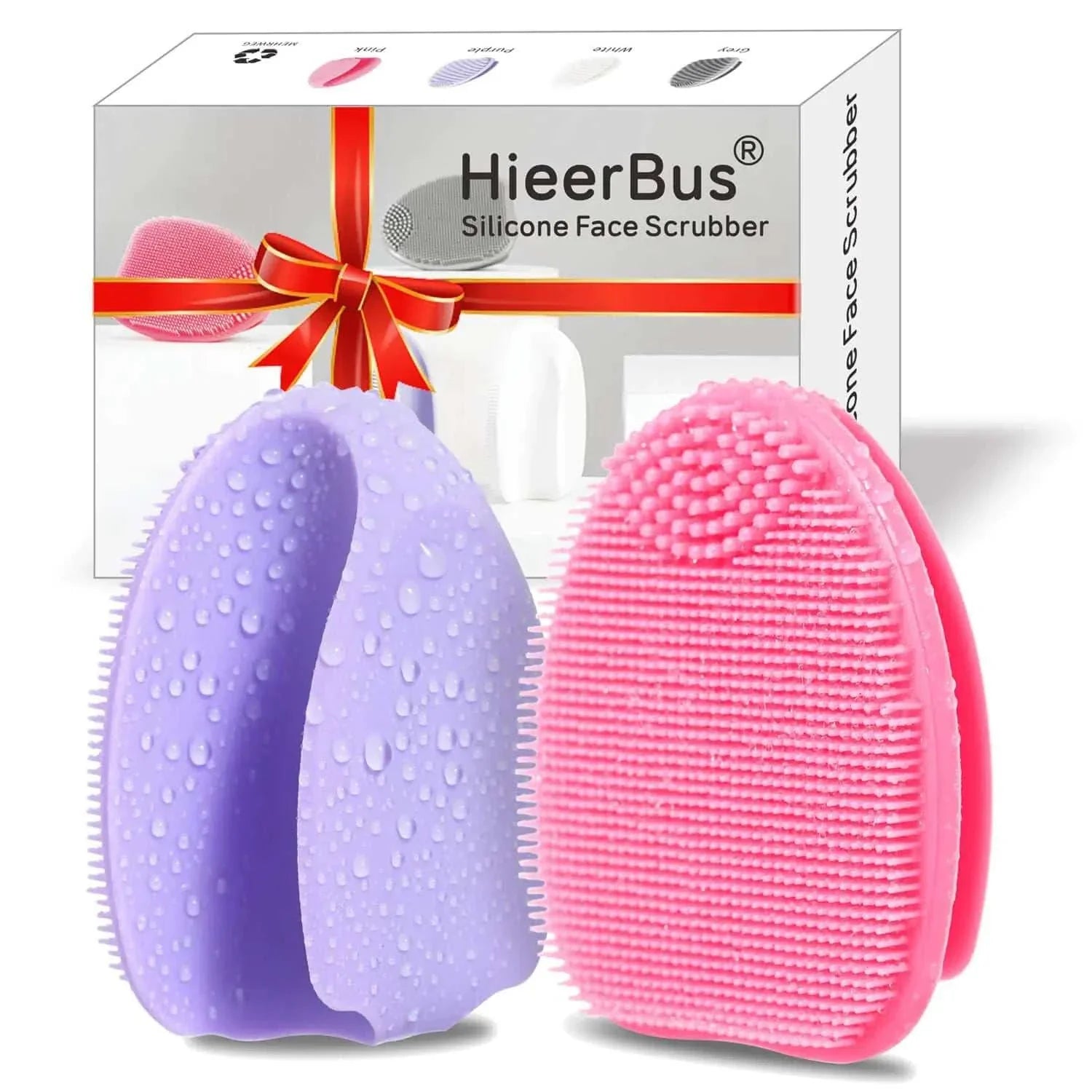 Two-pack silicone face scrubbers for facial cleansing and exfoliating with food-grade durable material